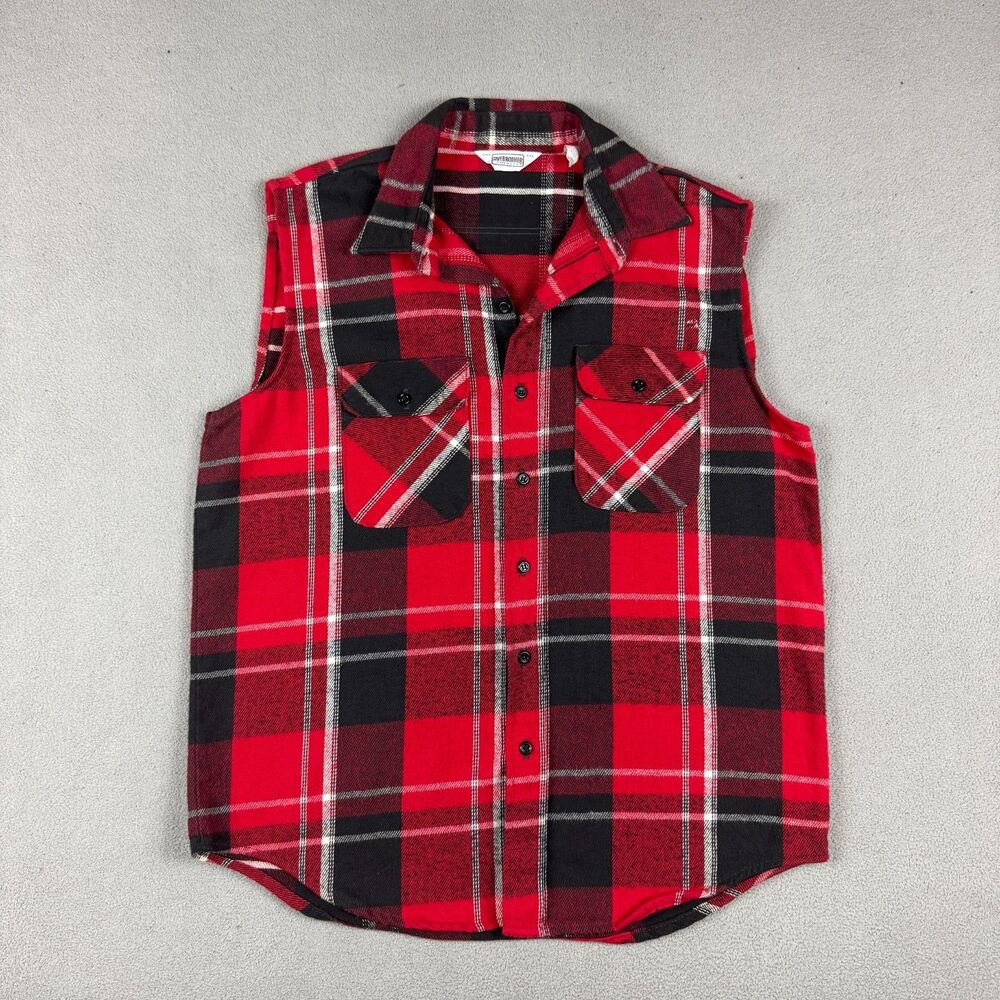 Five Brother Men's L Vintage Heavyweight Flannel Sleeveless Shirt Vest USA